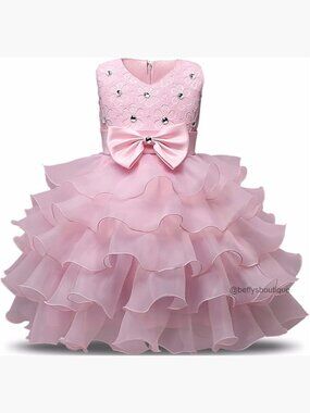 Girls Ruffles Lace Party Wedding Dress Sleeveless V-Neck